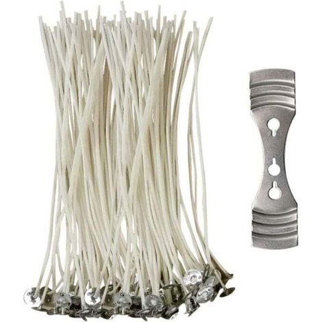 Natural Cotton Wick 15 cm Pack of 100 with Support Guide for Making Ecological Scented Candles (1/4)