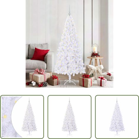LED-Weihnachtsbaum -  Künstlicher Weihnachtsbaum Weiß 180 cm PVC und Stahl