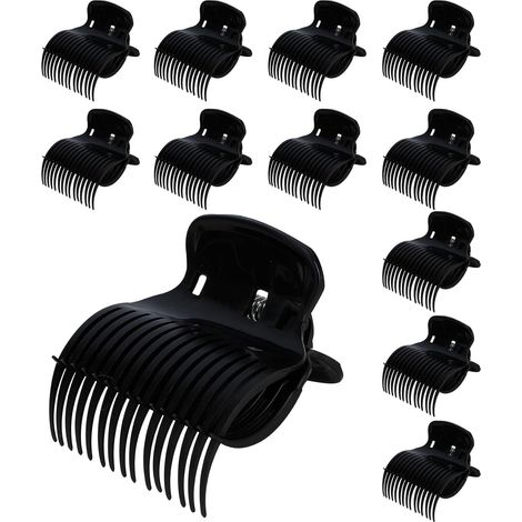 Lot de 12 clips chauffants plastique pour bigoudis noirs (1/5)