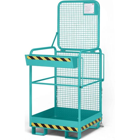 R+R Industrietechnik Arbeitskorb Typ RAK-ONE 800x800x1900mm RAL5018 Türkisblau