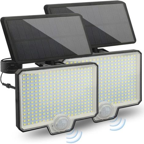 Foctro2 Lampes Solaires Exterieures Jardin 294 Led avec Détecteur De Mouvement, Lampe Solaire Exterieur Avec Batterie Étanche Ip65 De 1800 Mah, Quatre Modes D'Éclairage, Spot Solaire Exterieur (1/5)
