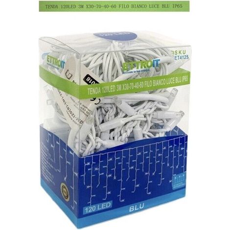TENDA NATALE LUMINOSA DA ESTERNO NATALIZIA 120 led 3m filo bianco Luce Bianca - Blu o Gialla blu (1/2)