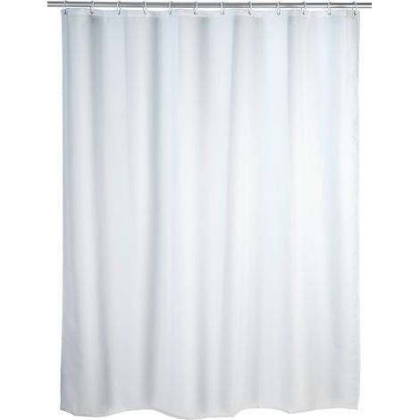 Private Label-Wenko – Rideau de douche anti-moisissure 180x200 cm – Revêtement antibactérien – Base lestée avec anneaux – Polyester blanc