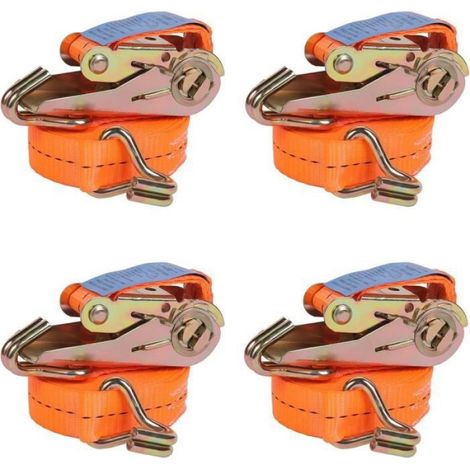 Sangle D'arrimage - 25 mm - Crochet En J - Pour Camion Remorque Porte-bagages - 4 Pièces (1/4)