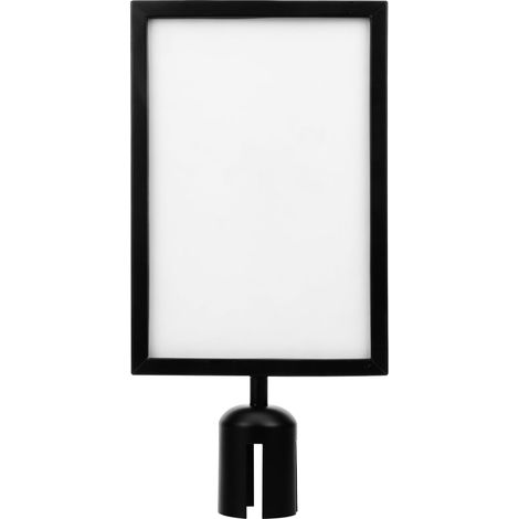 Métal Cadre De Signalisation a4 Noir Pour Poteau De Guidage Avec Ceinture RéTractable, 44X22X6,5Cm, Double Face, Pour Couloirs, Garages, Bureaux (1/5)