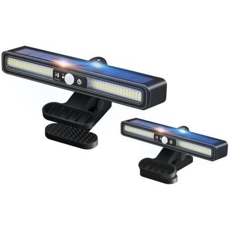 Lot de 2 Lampes Solaires Extérieur à Clipser avec Détecteur de Mouvement, 3 Modes d'éclairage Lampe Solaire Exterieur Étanche Projecteur Solaire Extérieur pour Jardin Clôture (Lumiere Chaude) (1/5)