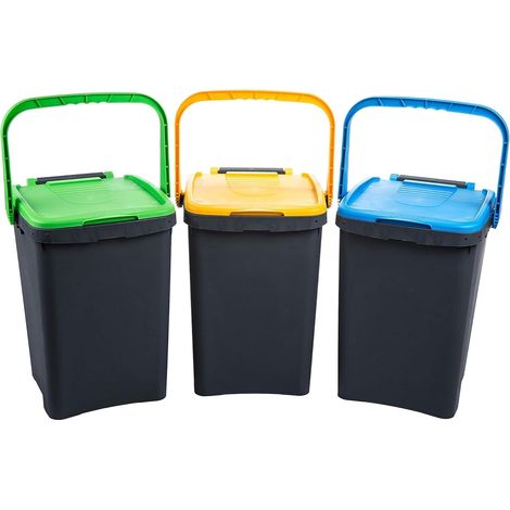 Set pattumiere antirandagismo 3 pezzi – Capacità 50 L – Sovrapponibili e impilabili – Ecoplast (1/5)