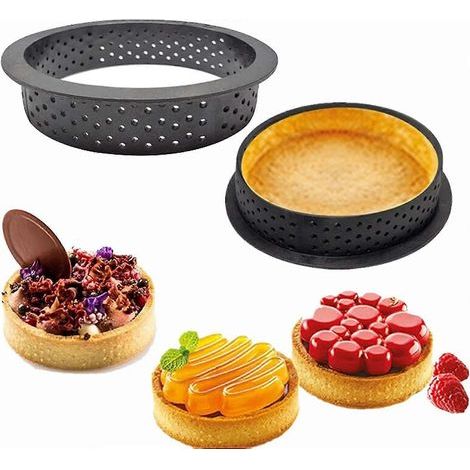 Lot de 8 moules à mini-tartelettes pour la pâtisserie, moules à muffins anglais de 8,9 cm, emporte-pièces ronds pour gâteaux et mousses. (1/5)