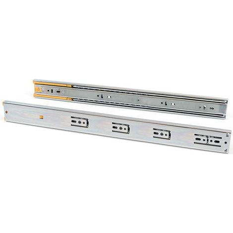 Emuca Set di guide a sfere per cassetti con estrazione totale e chiusura soft, altezza 45 mm, lunghezza 600 mm, Acciaio, Zincato bianco