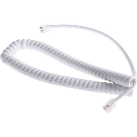 Rallonge téléphonique, Mâle RJ9 (4/4) / Mâle RJ9 (4/4), Blanc, 2.5m