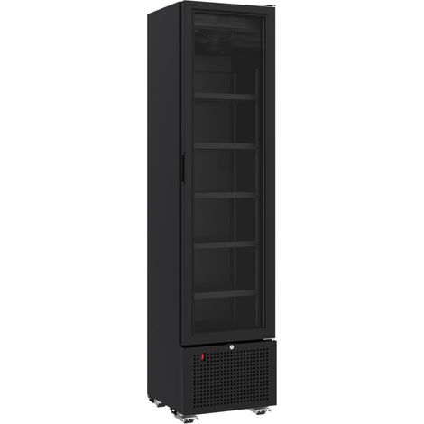 Réfrigérateur 1 porte en verre noir 221L avec éclairage LED et ventilation - Combisteel (1/4)