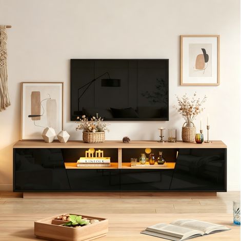 LED-TV-Möbel 180 x 40 x 46 cm mit 2 Schubladen, 2 Türen und 2 Nischen, schwarz Holz OKMYHOME (1/5)