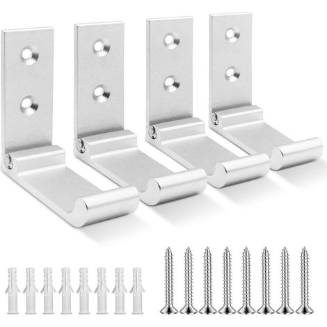 Ganci da parete pieghevoli, 4 pezzi porta cuffie da parete, ganci appendiabiti invisibili, gancio da parete in alluminio, con viti, gancio per giacca e asciugamano (argento) (1/5)