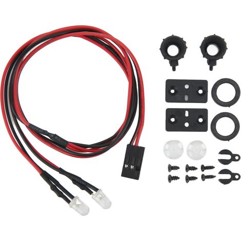 Projecteurs LED RC haute simulation, lumière blanche pour phares de voiture RC, avec 2 supports plastique pour modèles 1/10, 1/12, 1/18, 1/24. (1/5)