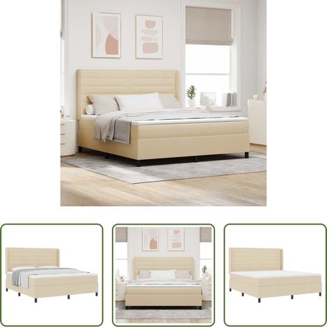 Matratze - Boxspringbett mit Matratze Creme 200 x 180 cm Stoff (1/5)