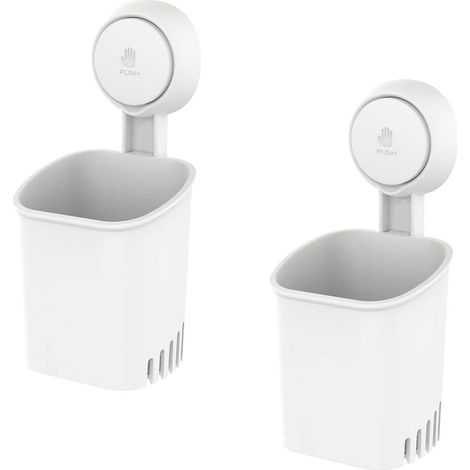 Porte-brosse à dents mural à ventouse auto-drainant pour salle de bain, sans perçage nécessaire (1/5)