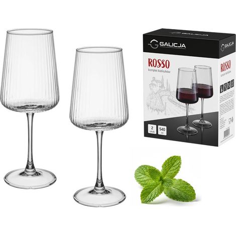 Juego de 2 copas para vino tinto, rosso, 540 ml, agua, bebidas, forma acanalada (1/4)