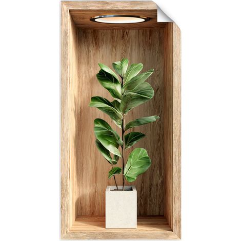 Selbstklebendes Poster – Wandsticker Weiße Blumen in einer Vase in einer Nische 50x100 cm