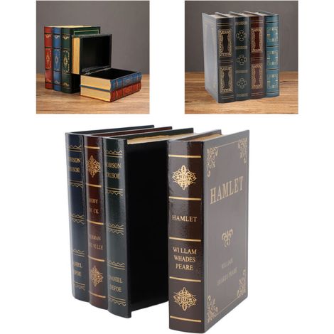 [Boîte de rangement] Boîte Vintage Livre Antique Panneau Densité Décor Faux Livre Café Photo Décor 742g 16x14x20cm 1 P (1/5)