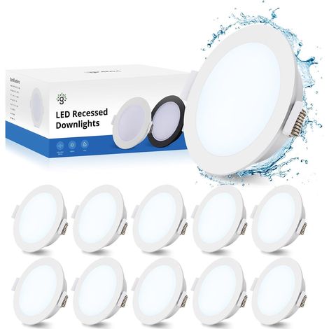 Spot LED Encastrable IP65 Salle de Bain, 5W 6500K, Lot de 10 (1/5)