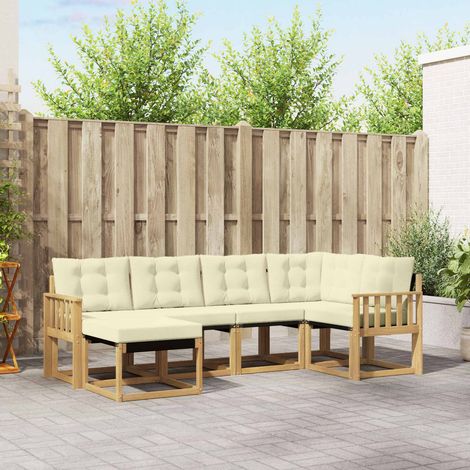vidaXL Outdoor-Sofagarnitur mit Kissen 6 pcs Weiß und Creme (1/5)