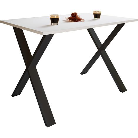 Mesa de comedor de madera VCM Premium  AL. 76 x AN. 110 x P. 50 cm  Mesa de comedor de cocina Mesa Xona X (Negro / Blanco)