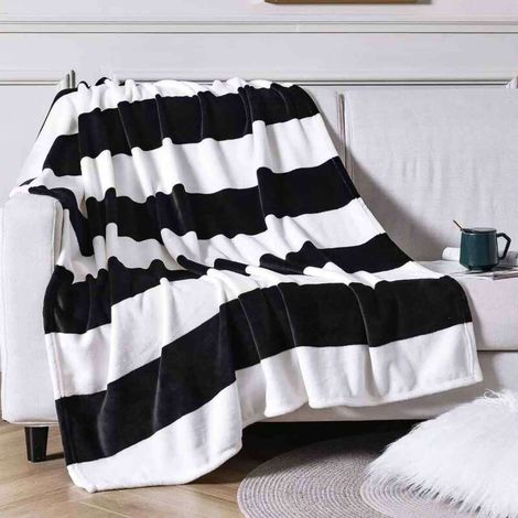 Coperta in pile, lussuosa coperta in flanella ultra morbida e soffice, plaid leggero in microfibra per divano letto, 127 x 152 cm, nera (1/4)