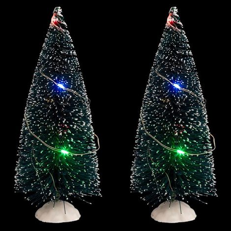 Lot de 2 Sapins de Noël "20 Micro Leds" 15cm Vert