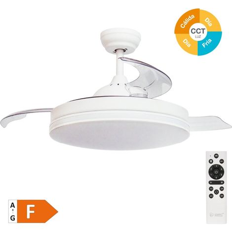 Ventilatore da soffitto "Oliveri" con luce LED dimmerabile e telecomando (36W 3CCT 3547lm con pale retrattili) bianco
