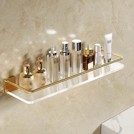 Table d'angle flottante en or pour salle de bain, étagère de 30cm, cuisine, chambre à coucher, rack d'épice (1/5)
