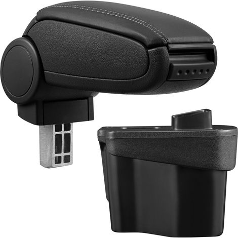 Bracciolo centrale per Kia Rio 3a generazione tipo UB con scomparto imbottito pelle sintetica nera con cuciture nere 03 0000506