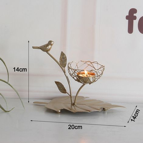 Bougeoir chauffe-plat Style nordique, chandelier en branche d'oiseau doré pour Table à manger, salon chambre à coucher 14x20x14cm (1/5)