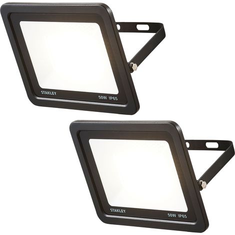 Stanley Floodlight 50W IP65 Rated Garden Slimline LED In Black- 2 Pack Litecraft (1/5)