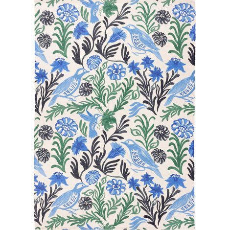 Tapis Intérieur Extérieur Aquarelle Floral Oiseau Lavable Résistant Aux Intempéries Tissage Plat Tapis Océan 120x170cm Ocean (1/4)