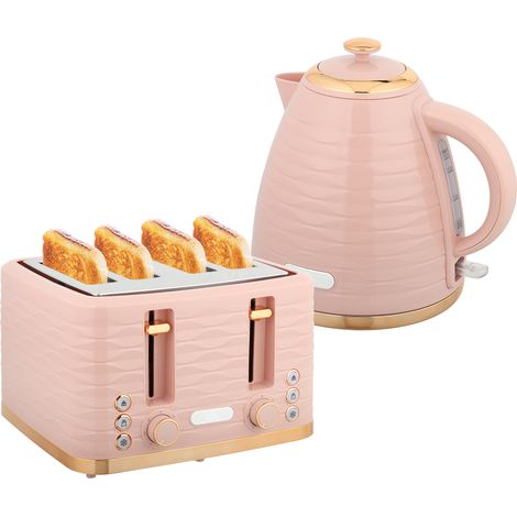 2-in-1 Toaster- und Wasserkocher-Set, 7 Bräunungsstufen, Auftau- und Aufwärmfunktion, Rosa
