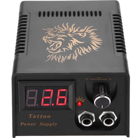 Ensemble transformateur d'alimentation noir professionnel pour machine à tatouer avec tête de lion (États-Unis). (1/5)