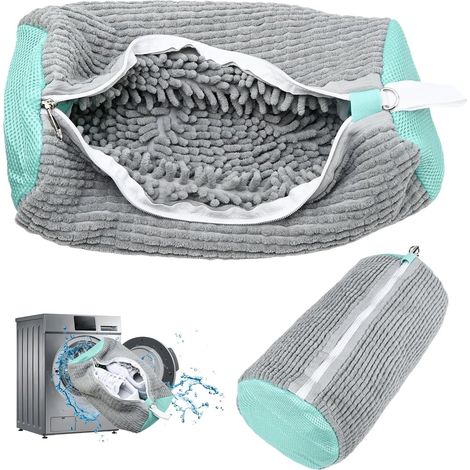 Sac de lavage pour chaussures : Sac de lavage pour seche-linge et lave-linge, 2 sacs à chaussures réutilisables pour paniers et chaussures de tennis, kit de nettoyage anti-taches XXL (XXL Gris) (1/5)