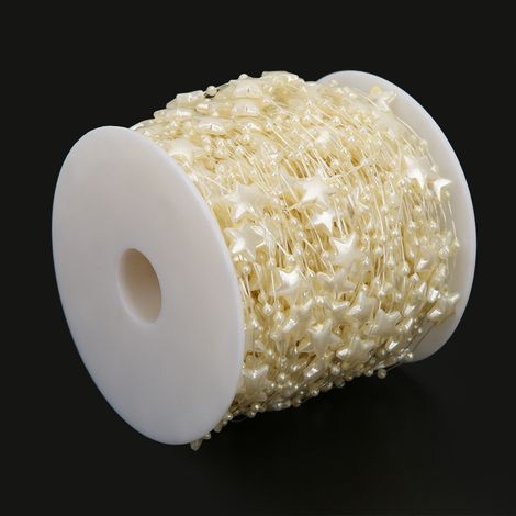 Guirlande de perles en fausse nacre en forme d'étoile à cinq branches (60 m) - Accessoires pour décoration de sapin de Noël et bouquets - Beige (1/5)