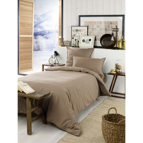 Housse de couette "Candice" toutes dimensions Flanelle de Coton l'Effet Papillon - Candice Ficelle - Housse de couette 140 x 200 cm
