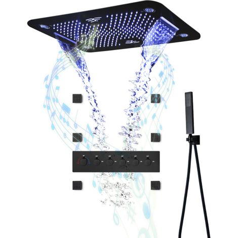 Colonne de Douche Noir Thermostatique Système de Douche Encastrable (1/5)