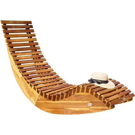 Bain de soleil transat à bascule en bois . Design et naturel (1/5)