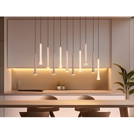 Moderne LED Pendelleuchte FIATO dimmbar 11-flammig mehrfarbig, Breite 115cm