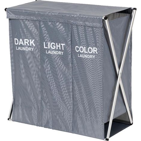 Portabiancheria Pieghevole Mika a 3 Grigio 32 x 64 x 62 cm (1/2)