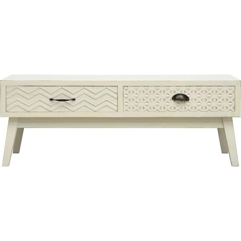 Maison Exclusive - Tavolino Salotto 2 Cassetti Intagliati Grigio 110x50x40cm Legno (1/5)