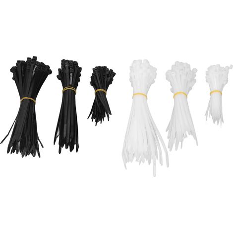 Lot de 400 attaches zip nylon, serre-câbles assortis 4+6+8 pouces, kit d’installation électrique, liens auto-bloquants multitailles, idéal jardin, bureau, garage et atelier. (1/5)