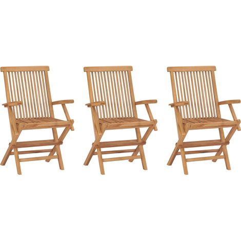 Klappbare Gartenstühle 3 Stk. Massivholz Teak