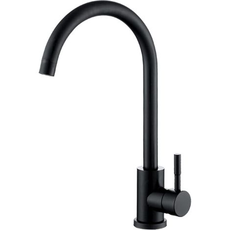 Robinet de cuisine pivotant à 360°, monotrou, noir mat (1/5)