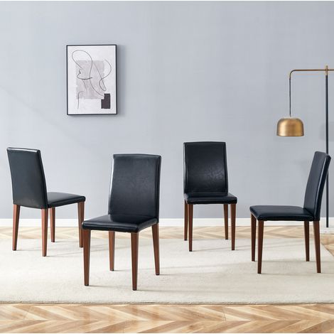 Set 4 sedie sala da pranzo in PU nero e metallo OKMYHOME (1/5)