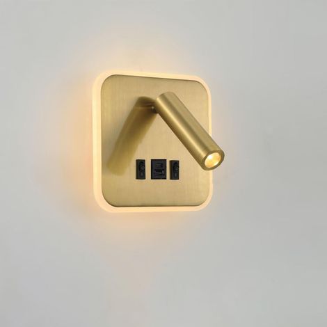 Applique murale LED avec interrupteur, applique intérieure avec port de chargement USB, lampe de chevet, applique de chambre, 3000K (3W+10W) (1/5)