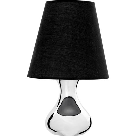 Premier Housewares Black Fabric Shade Table Lamp/ Black Shade/ Chrome Abstract Shaped Base Stand/ Desk / Reading / Office Lamp With Modern Look 22 x 36 x 22